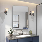 24x36 Inch Silver Metal Framed Rectangular Bathrrom Mirror For Wall