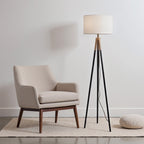 Sway Brassed Gold Floor Lamp With On Off Triple Legs White Fabric Shad
