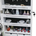 Non Full Mirror Wooden Wall Mounted Jewelry Storage Mirror Cabinet