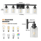 31 Modern Black 5-Light Bathroom Vanity Light Fixture