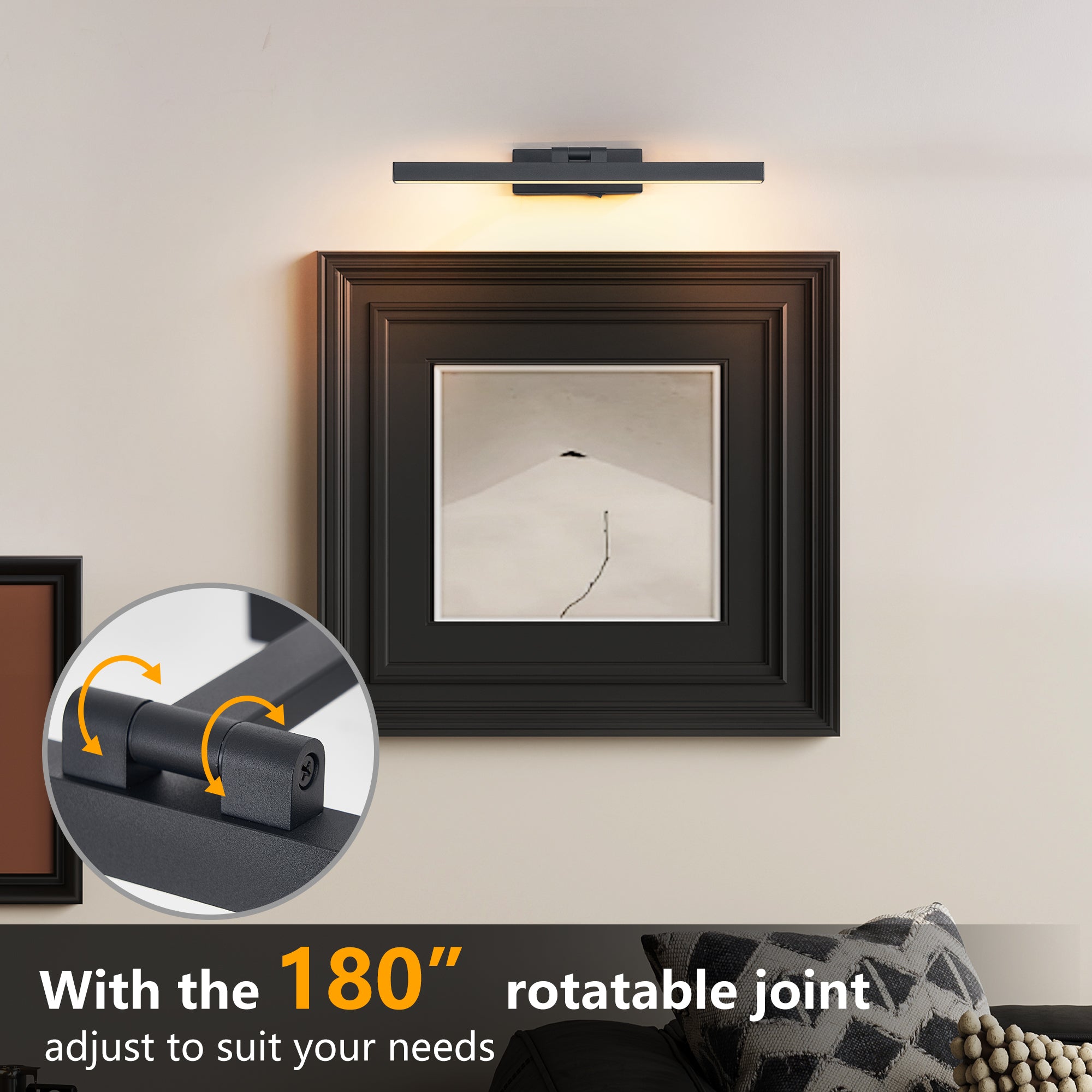 16inch Black Bathroom Light Fixtures Over Mirror Modern Dimmable LED V