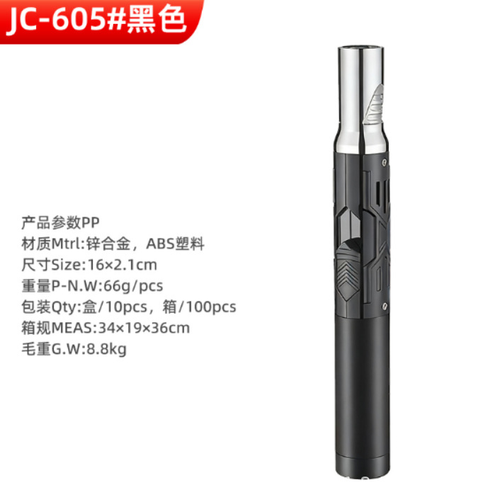 Black Torch-shaped Refillable Propane Torch Lighter