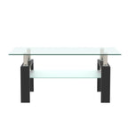 Rectangular Glass Coffee Table | 2-Layer Structure