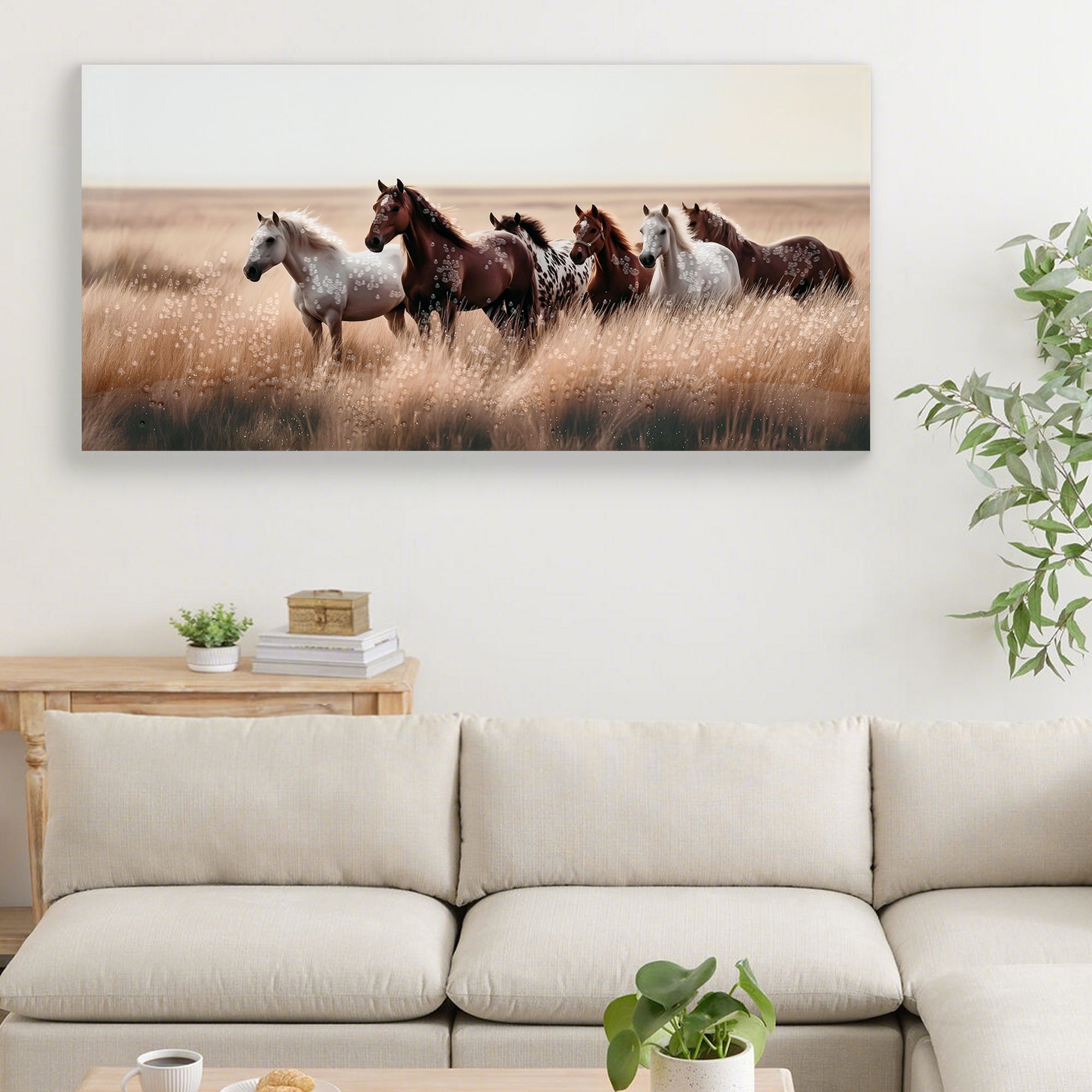 Cozy Country Rustic Horses Wall Art Decor Western Farm Equine Canvas P