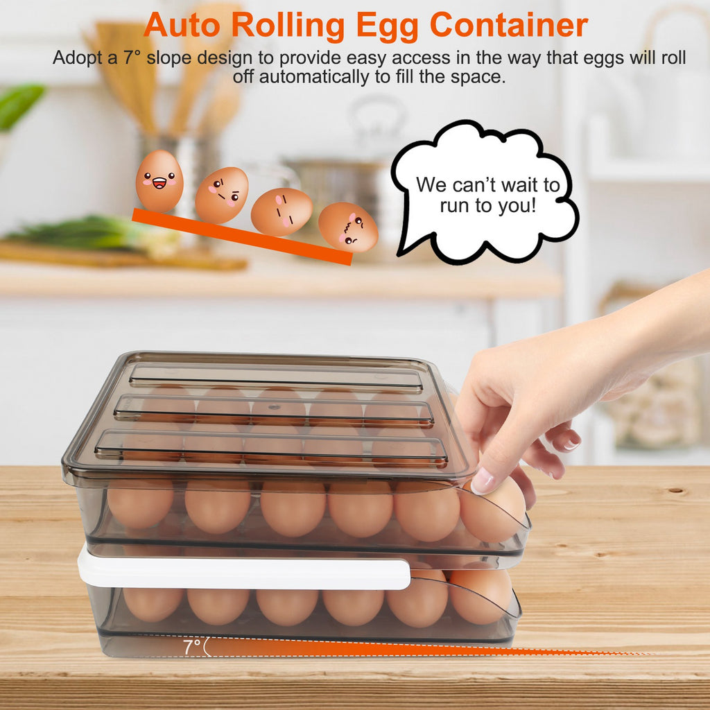 Egg Container Holder For Refrigerator Double Layer Egg Storage Box Wit