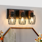 18 Industrial Vintage 3-Light Wall Sconce - Black Cage Wall Lighting F