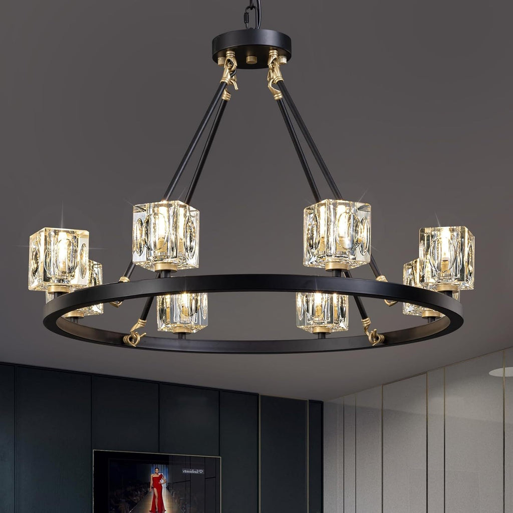 Black Farmhouse  Chandelier | Wagon Wheel Design