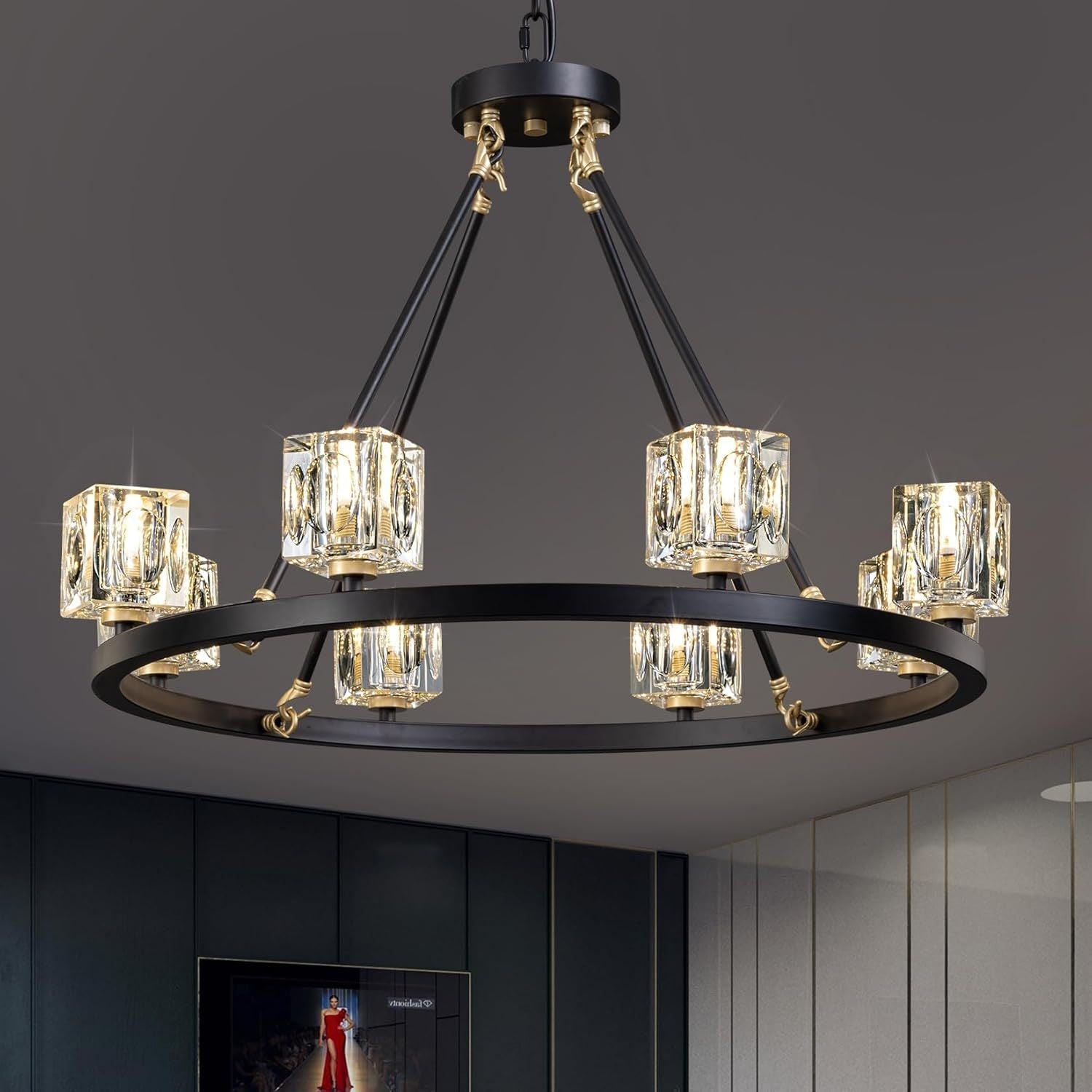 Black Farmhouse  Chandelier | Wagon Wheel Design