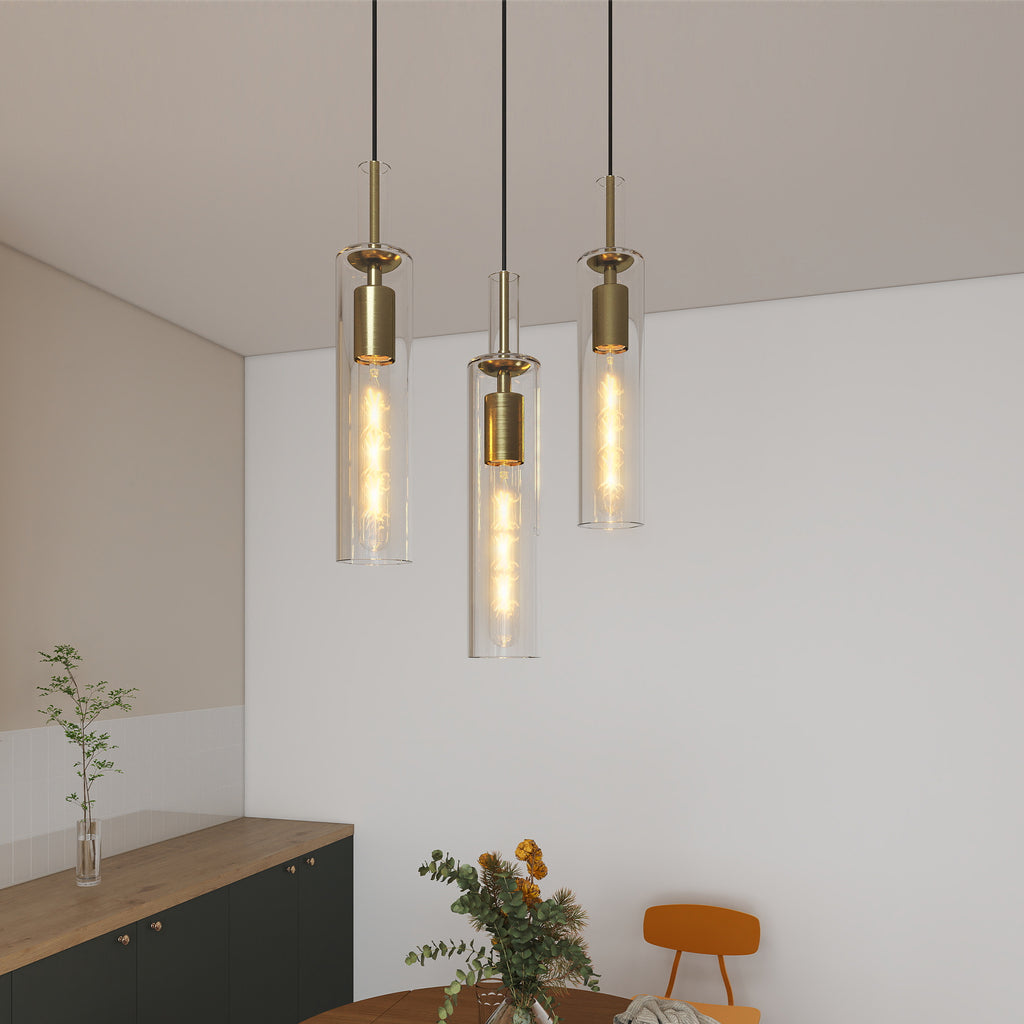 Gold Pendant Light, Modern Brass-Tone Ceiling Fixture