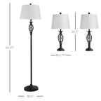 3 Piece Table Floor Lamp Set with Metal Pole