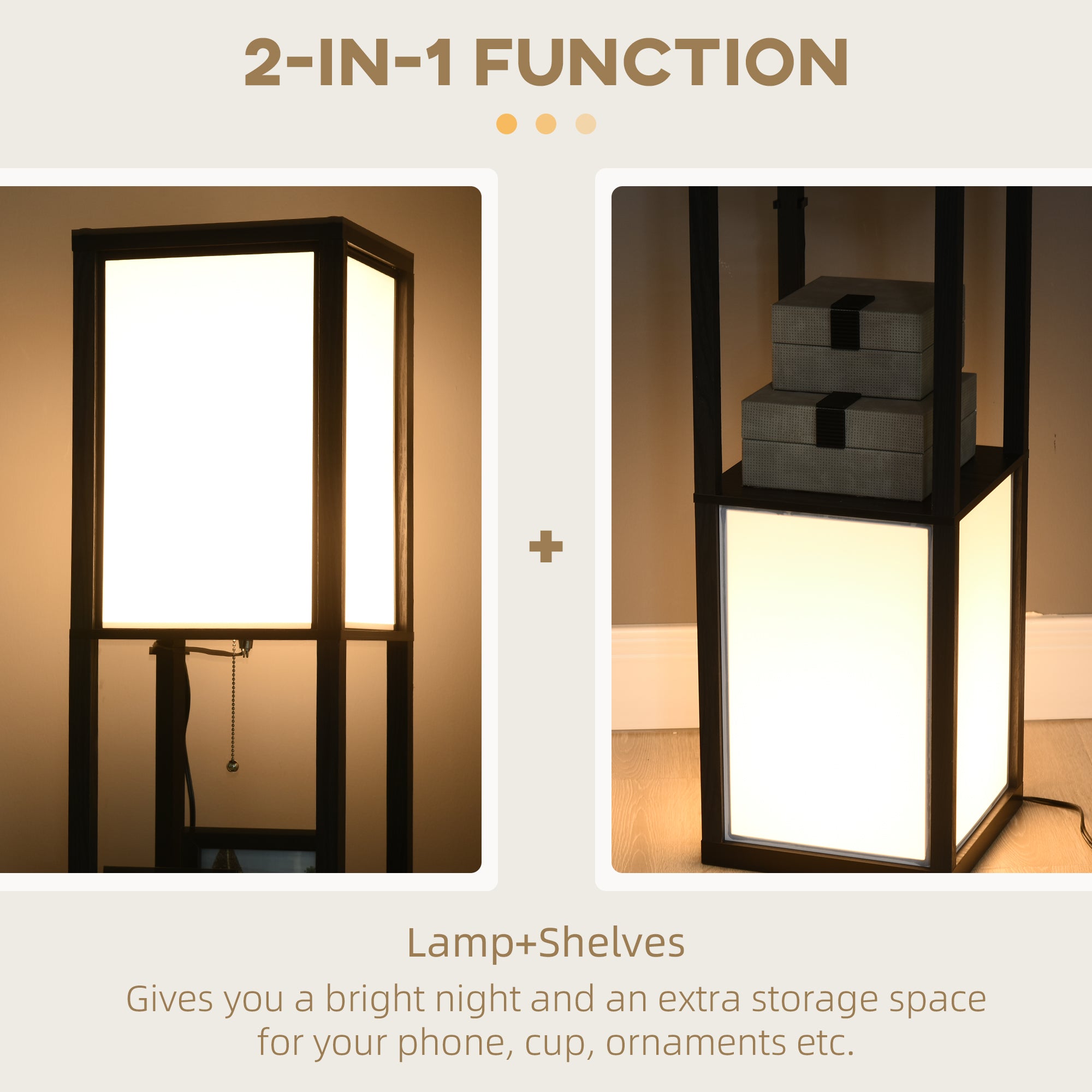 Modern Shelf Floor Lamp With Dual Ambient Light