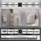 43in Black Minimalist LED Bathroom Vanity Light With Crystal Sand Acry
