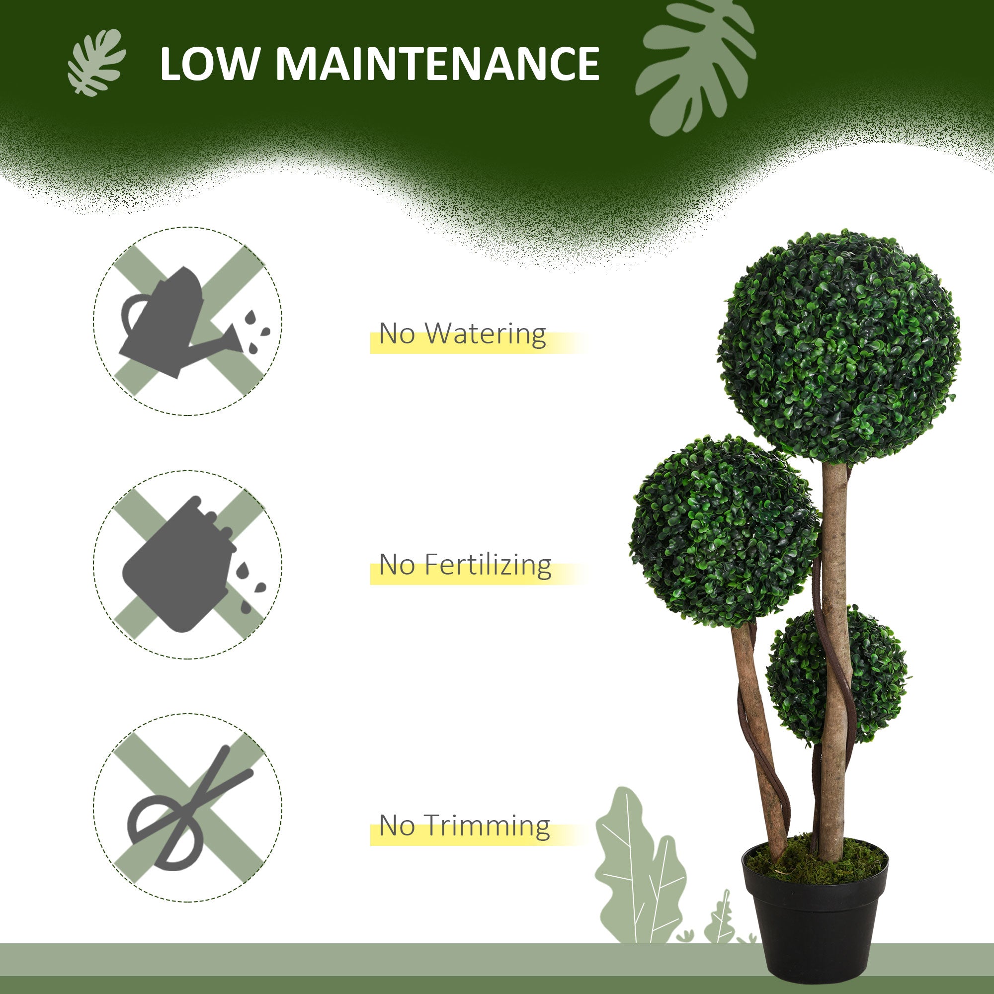 Artificial Potted Plant, Faux Greenery for Indoor and Outdoor Decor