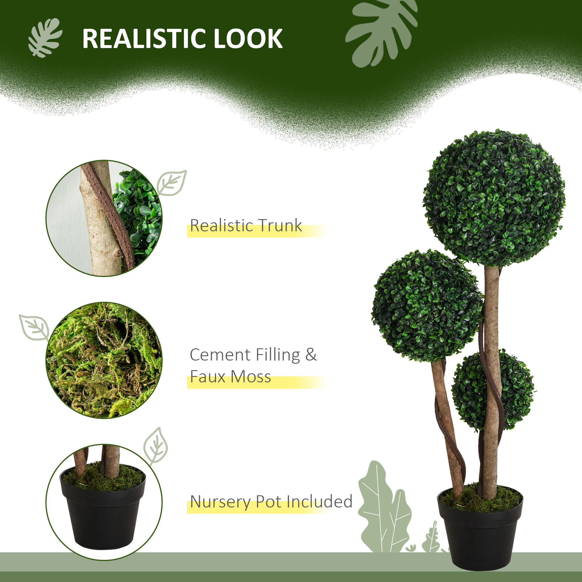Artificial Potted Plant, Faux Greenery for Indoor and Outdoor Decor