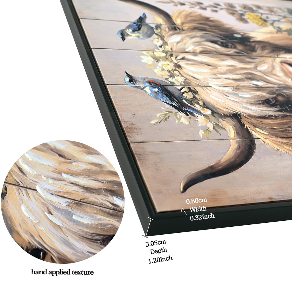Farmhouse Highland Cow Wall Decor In Neutral Colour Rustic Cow And Chr