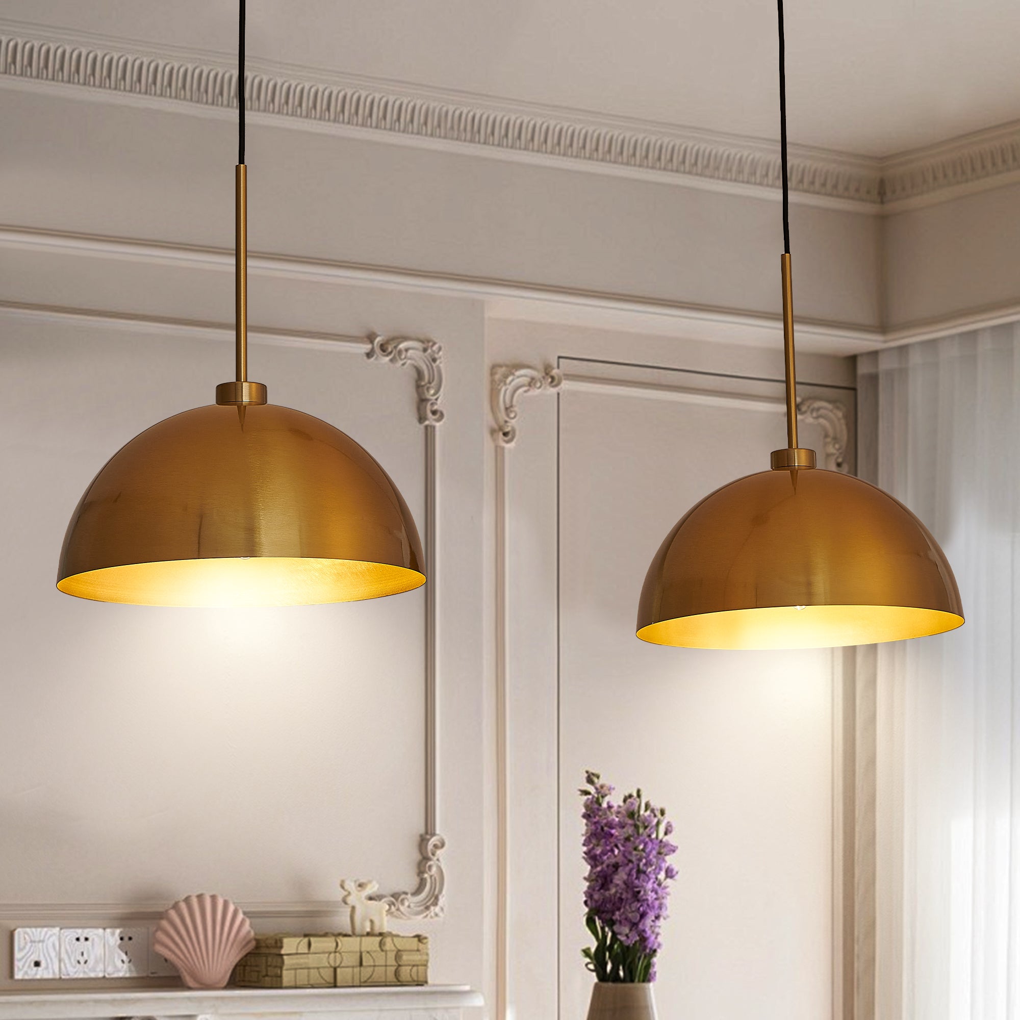 41inch Industrial Modern Copper Color Double Pendant Light Adjustable