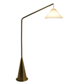Lisbon Black Floor Lamp With On Off Coned Base Hanging White Fabric Sh