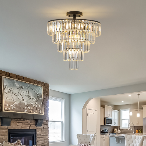 Large Black Crystal Chandelier