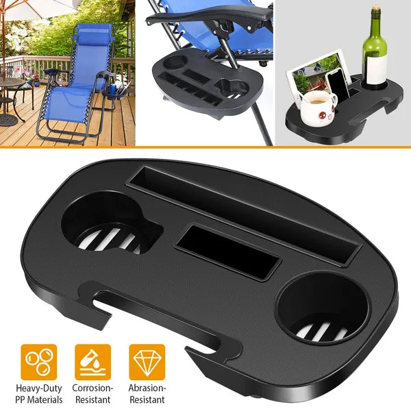 Zero Gravity Chair Cup Holder Clip On Side Tray W Beverage Can Mobile