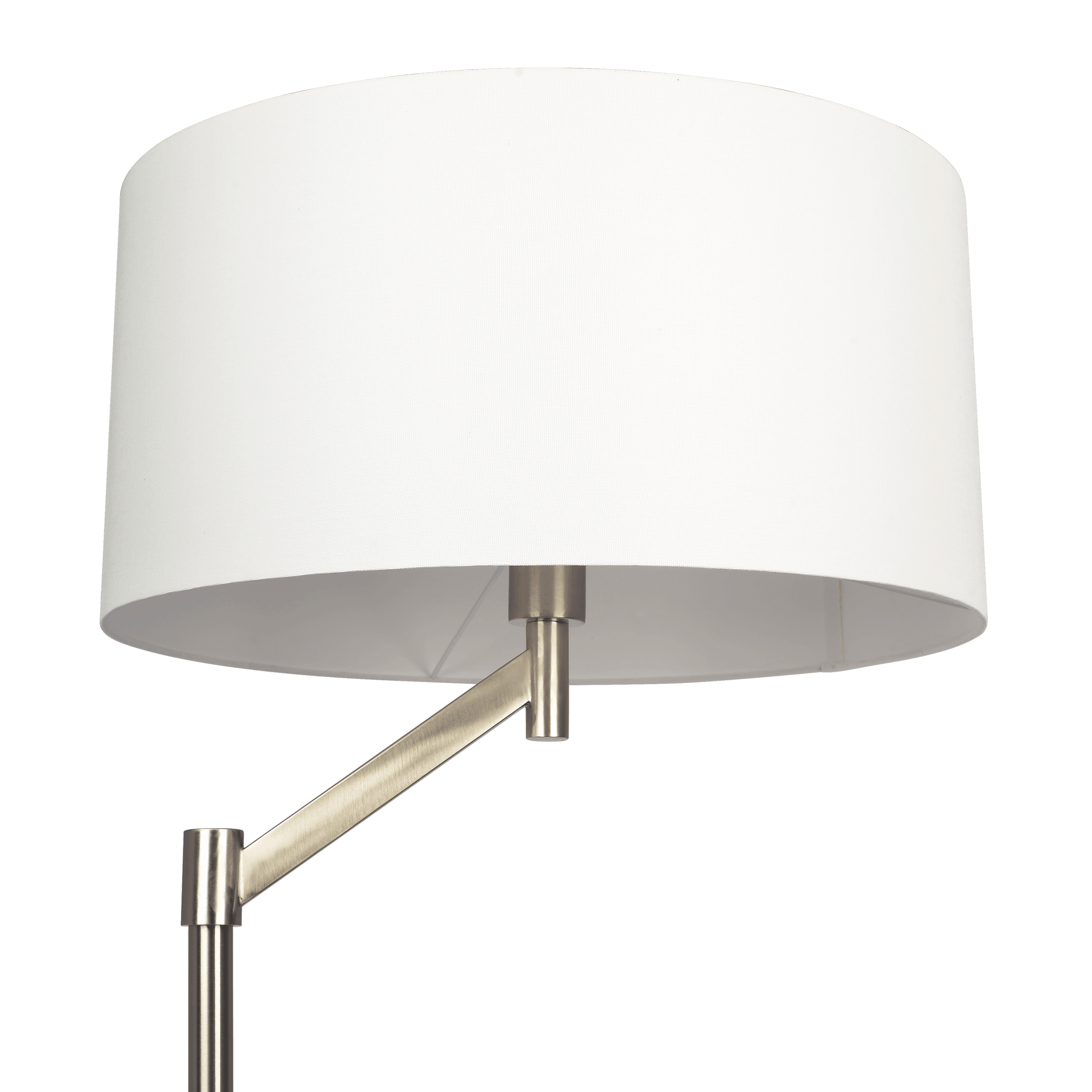 Serene Brushed Nickel Floor Lamp With Rotary Metal Base White Linen Sh