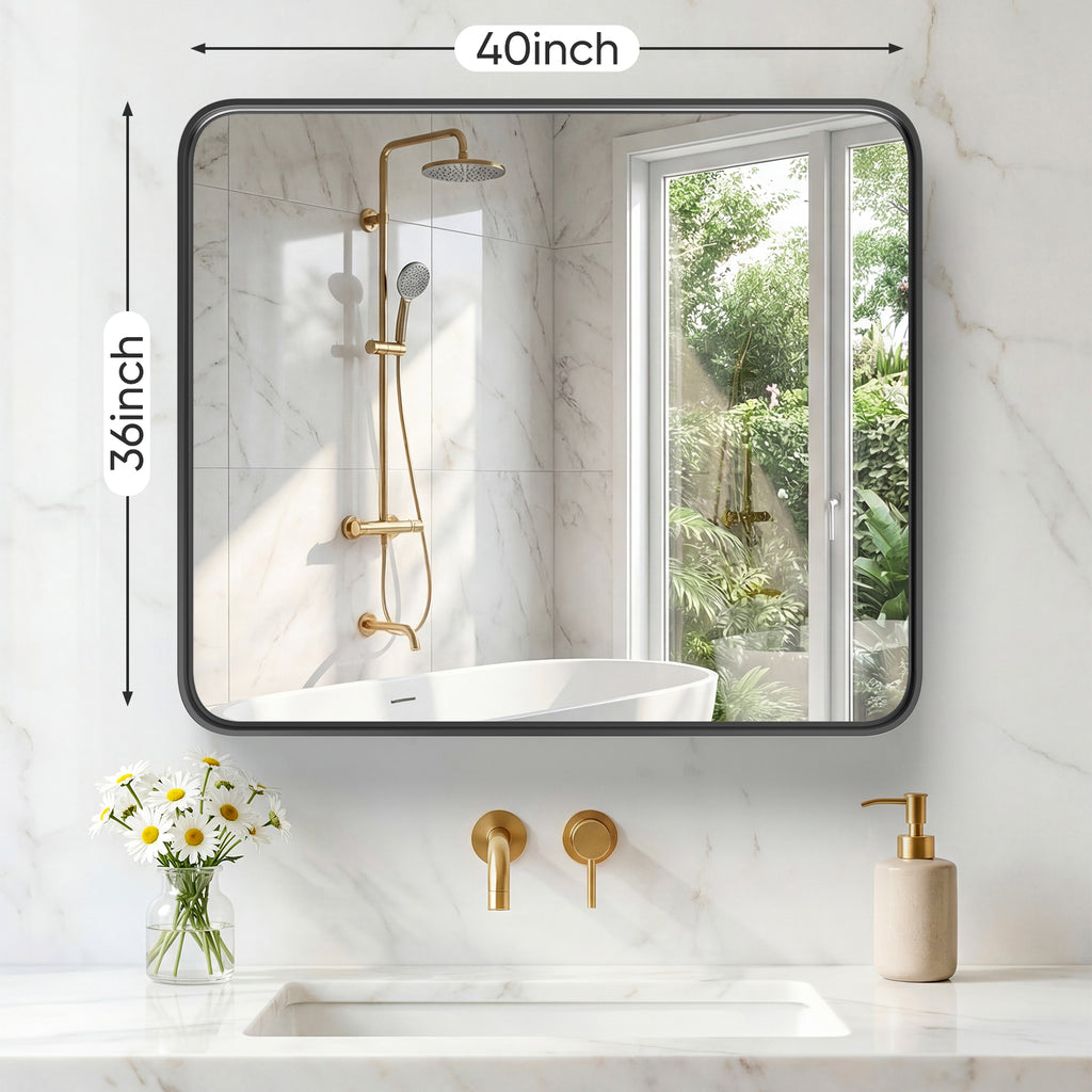 Wall Mirror With Rectangular Metal Frame