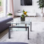 Rectangular Glass Coffee Table | 2-Layer Structure