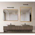22x30 Inch Silver Metal Framed Rectangular Bathrrom Mirror For Wall.
