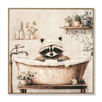 Raccoon Bathroom Canvas Wall Art Raccoon In Bathtub Painting Funny Ani