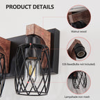 18 Industrial Vintage 3-Light Wall Sconce - Black Cage Wall Lighting F