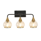23in Modern 3-Light Vanity Wall Sconce - Black And Gold Bathroom Light