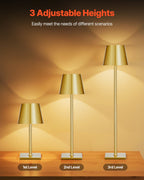 Cordless Table Lamp 2 PCS Rechargeable Battery Desk Lamp Adjustable He