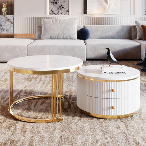 Gold White Nesting Tables | Round Design