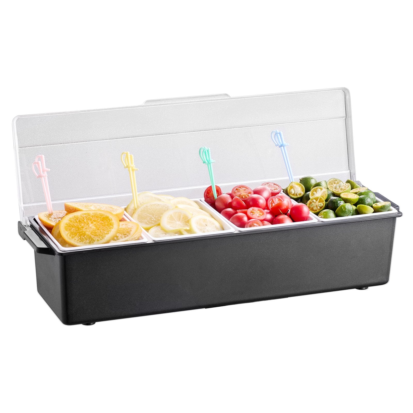 Chilled Condiment Server 4 Compartment Cold Serving Tray With Lid For