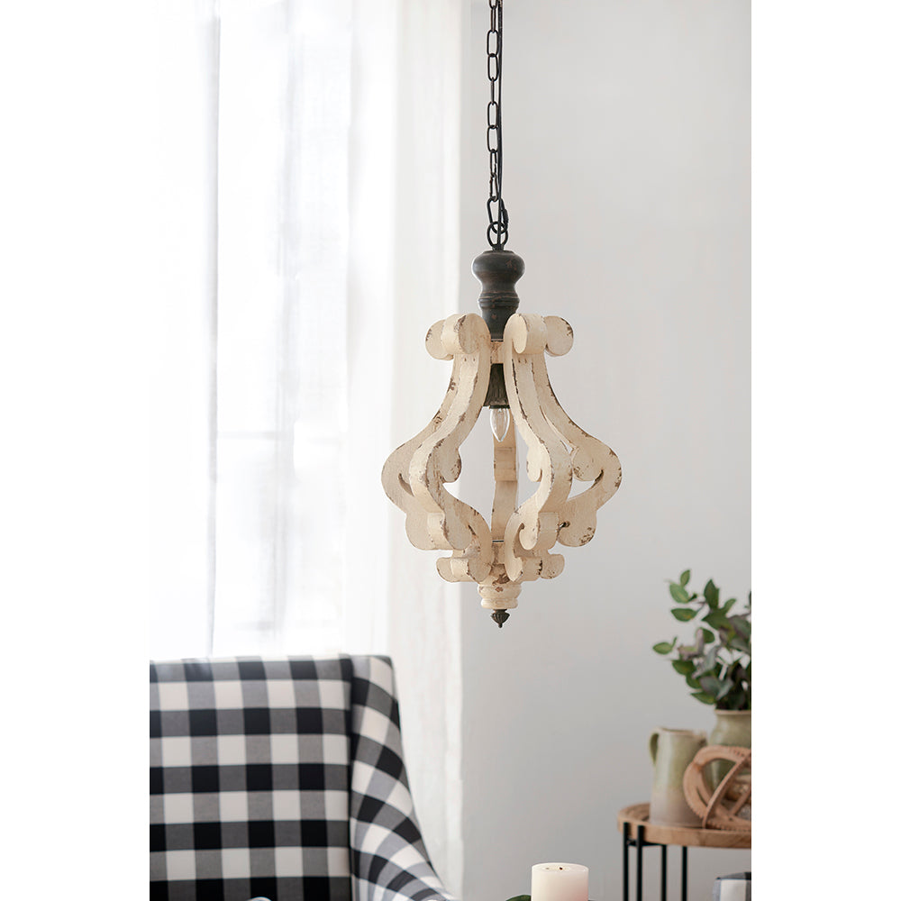 Farmhouse Chandelier, Distressed Wood and Metal Candle Style