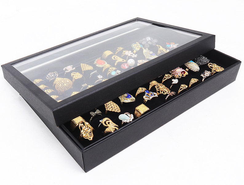 Slots Jewelry Ring Display Organizer Tray Holder Earrings Storage Box