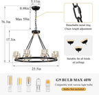 Black Farmhouse  Chandelier | Wagon Wheel Design