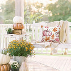4 Pack Fall Pillow Covers 18x18in Farmhouse Pumpkin Maple Leaf Cushion