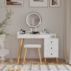 LED Glass Dressing Table Set | Extendable Side Design