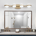 28in Golden Minimalist LED Bathroom Vanity Light With Crystal Sand Acr