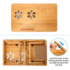 Bamboo Laptop Desk Breakfast Serving Bed Tray Foldable Leg Multi-Posit