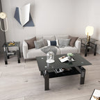 Square Tempered Glass Coffee Table Set | Lift-Top Design