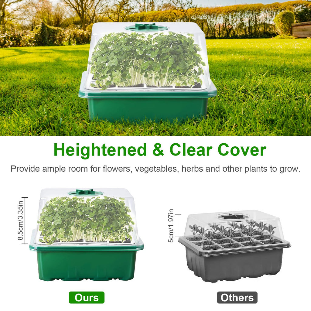 5Packs Seed Starter Tray For Spring Gardening With Grow Light Humidity