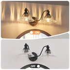 20 Inch 2-Light Vintage Bathroom Wall Sconce -- Elegant Black Metal An