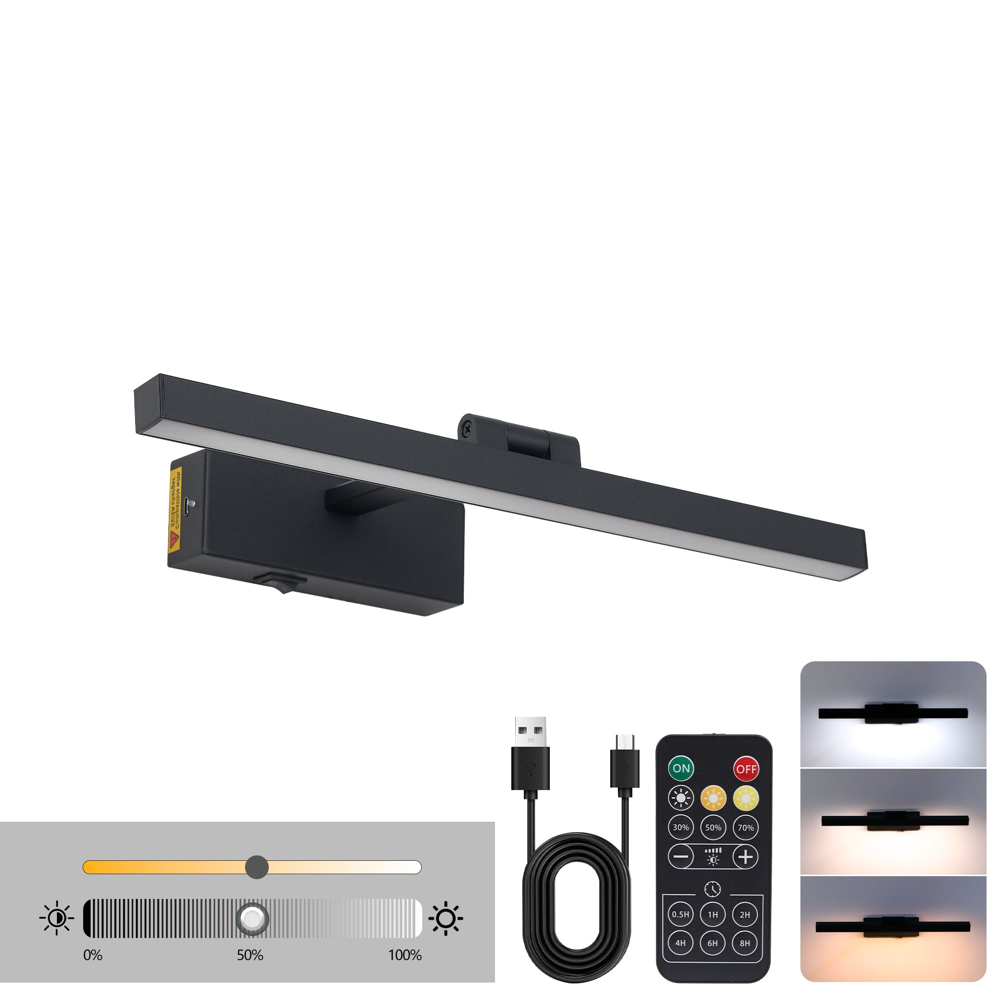 16inch Black Bathroom Light Fixtures Over Mirror Modern Dimmable LED V