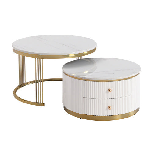 Gold White Nesting Tables | Round Design