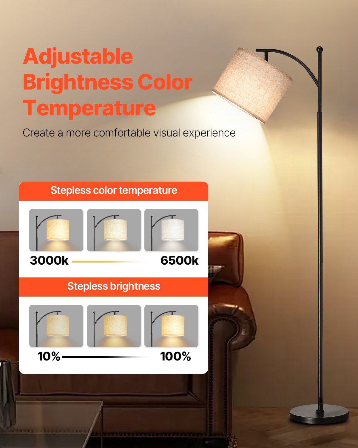 Floor Lamp Dimmable Color Temperature Living Room Lamp With Remote Con