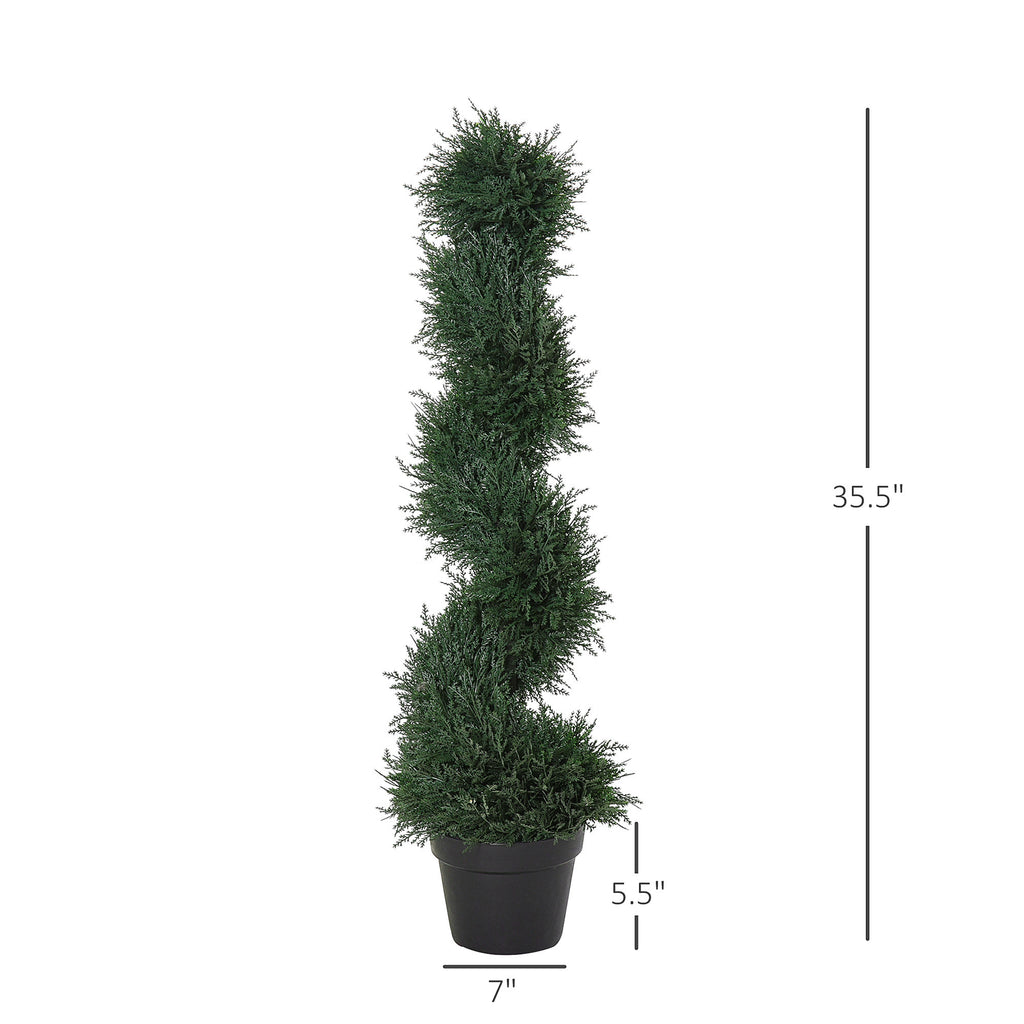 3FT Topiary Artificial Faux Cedar Tree Spiral Fake Plant