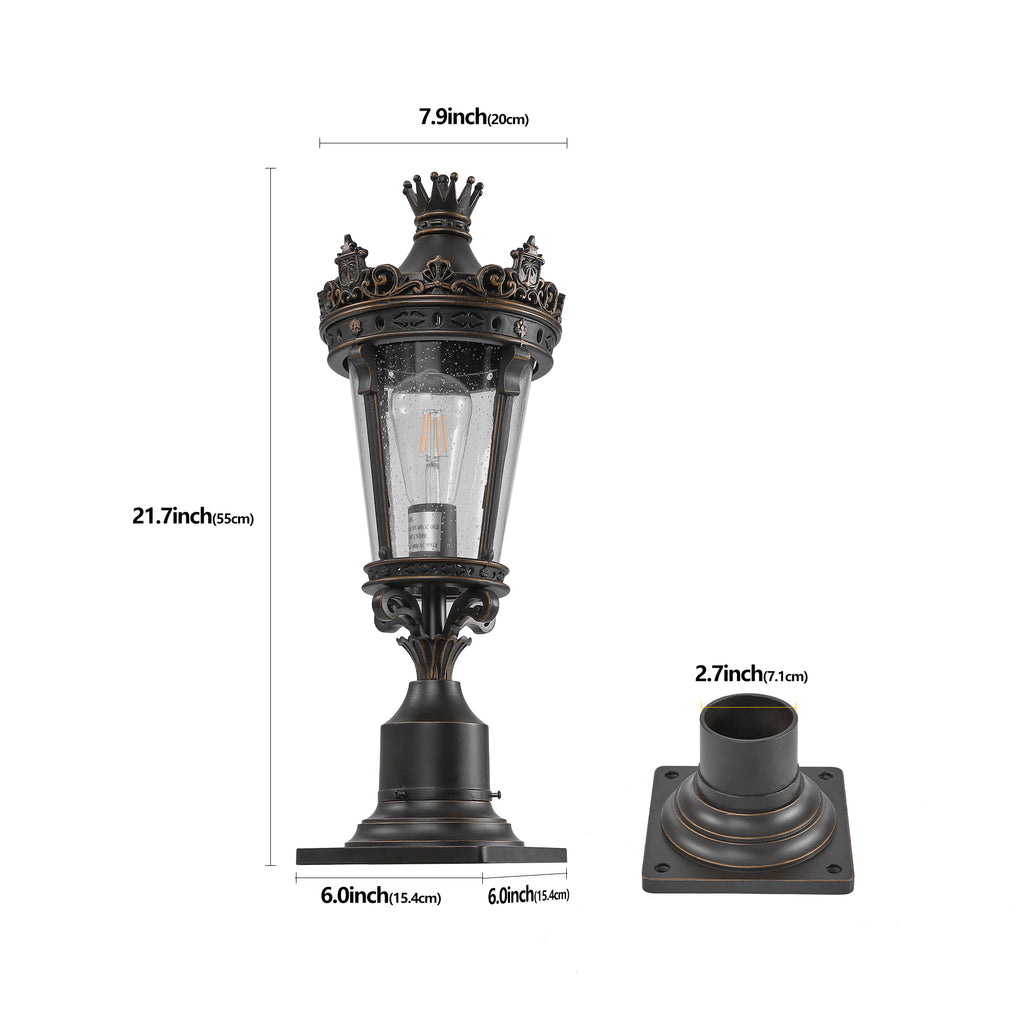 22 H Vintage Crown Outdoor Post Lantern