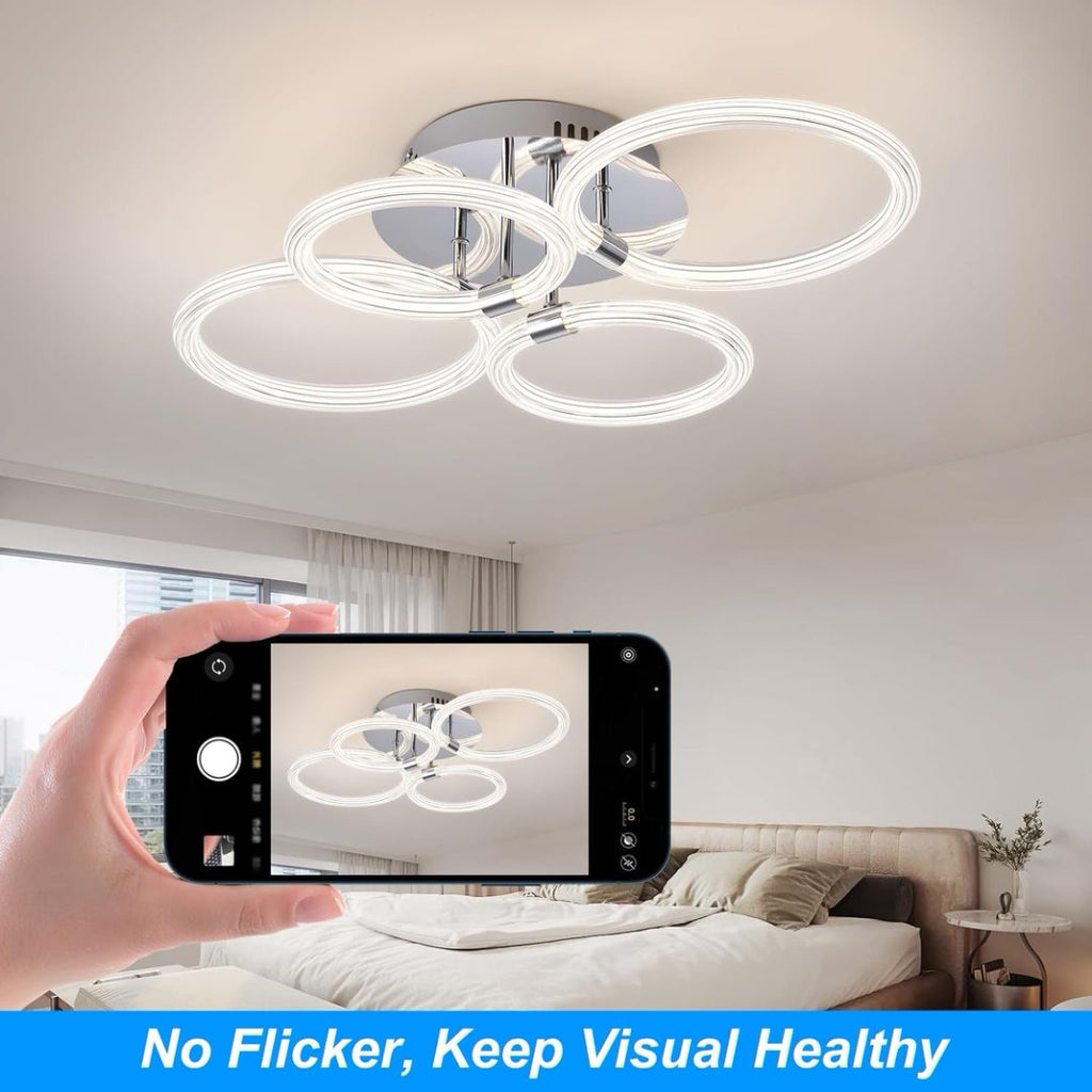 Modern LED Ceiling Light, 4-Head Acrylic Flush Mount