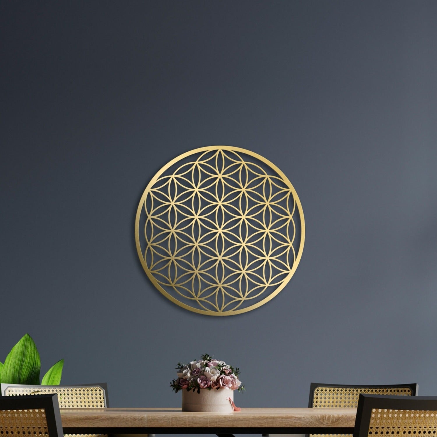 Zen Lotus Metal Wall Art Boho Chic Floral Hanging For Living Room Bedr